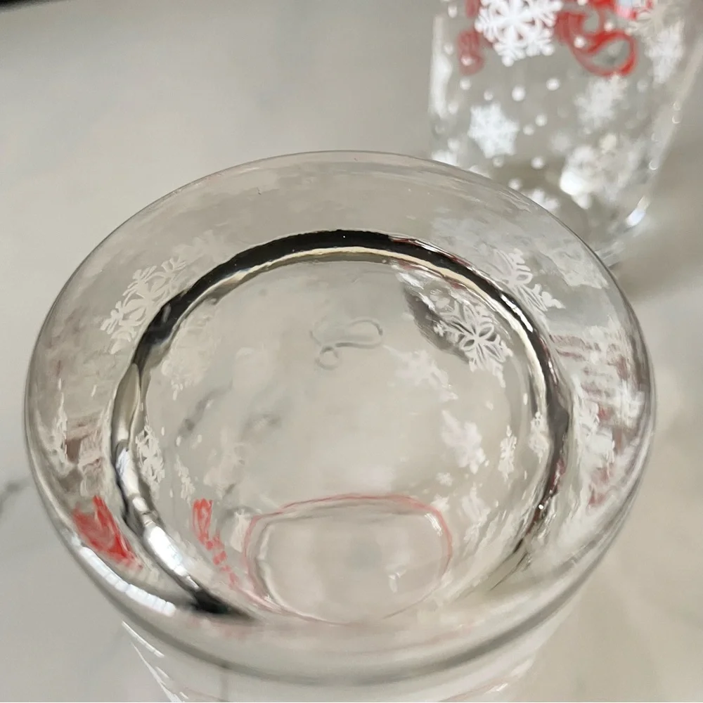SET of 5 Season's Greetings Snowflake Glasses by Libbey